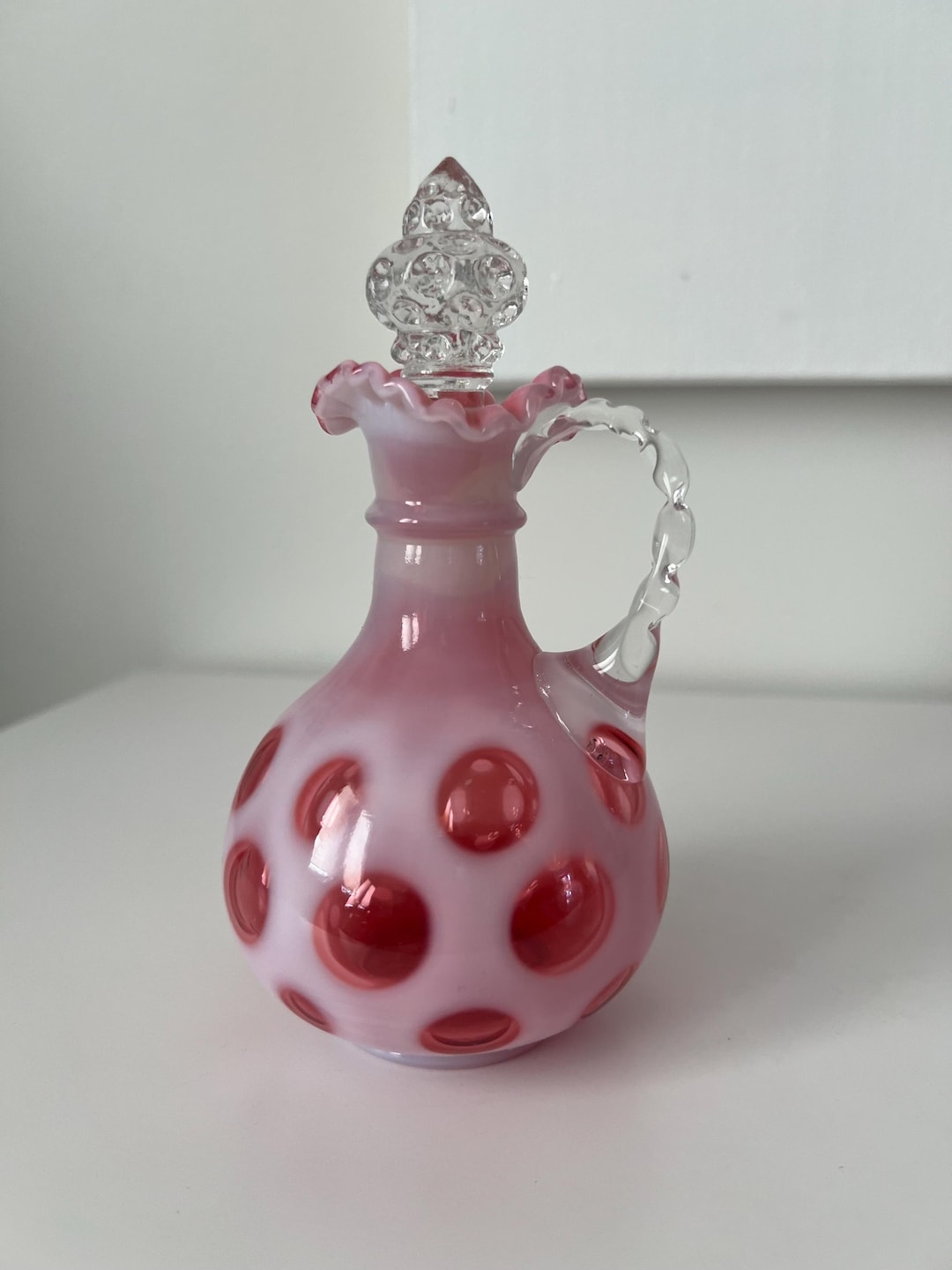 Vintage Fenton Art Glass Cranberry Coin Dot Cruet W/stopper 7.5”T 4R - Etsy