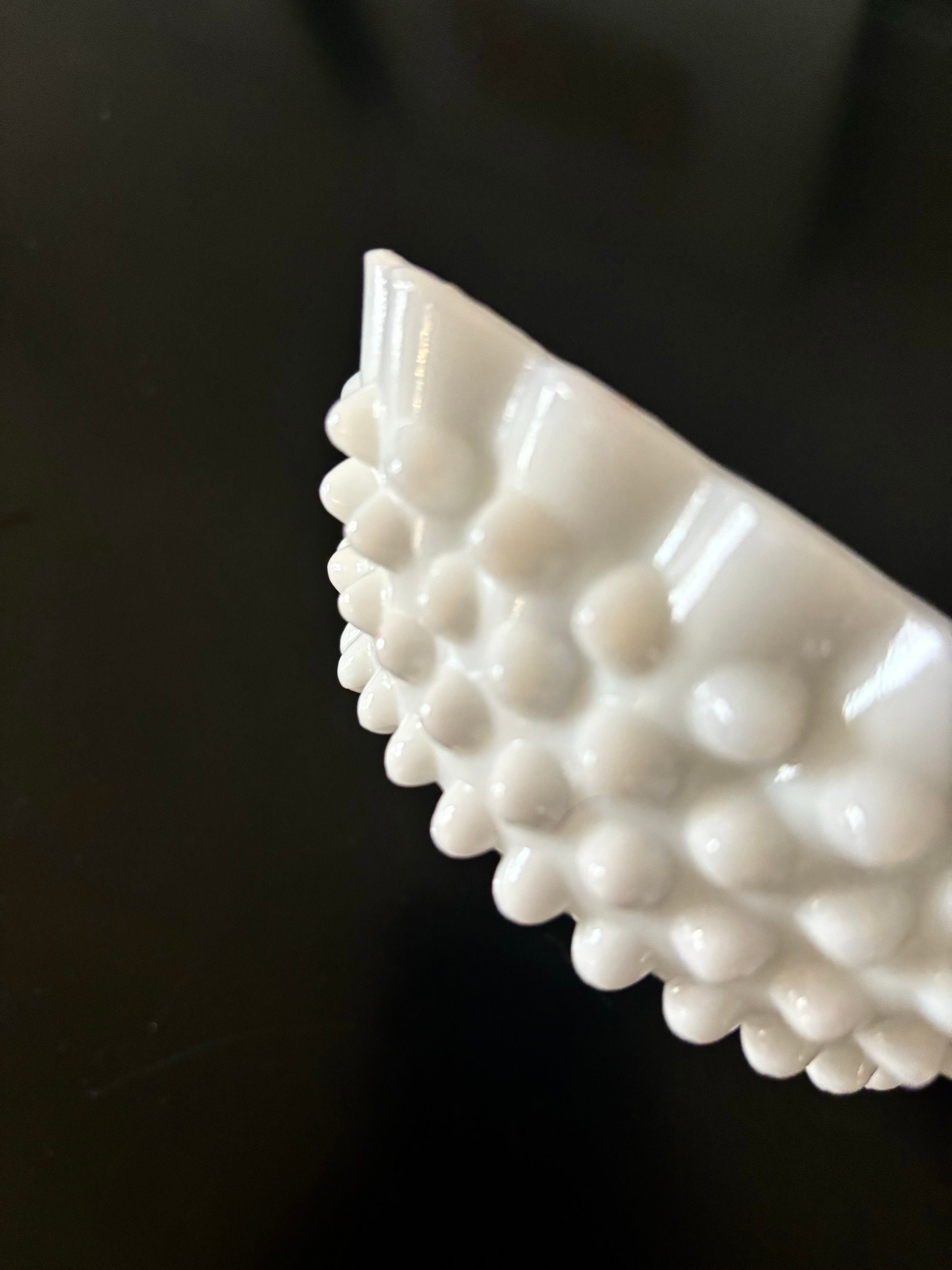 Mid Century 1960's Fenton Milk Glass Hobnail Ruffled Four Square Decorative Dish Jewelry Dish Etsy