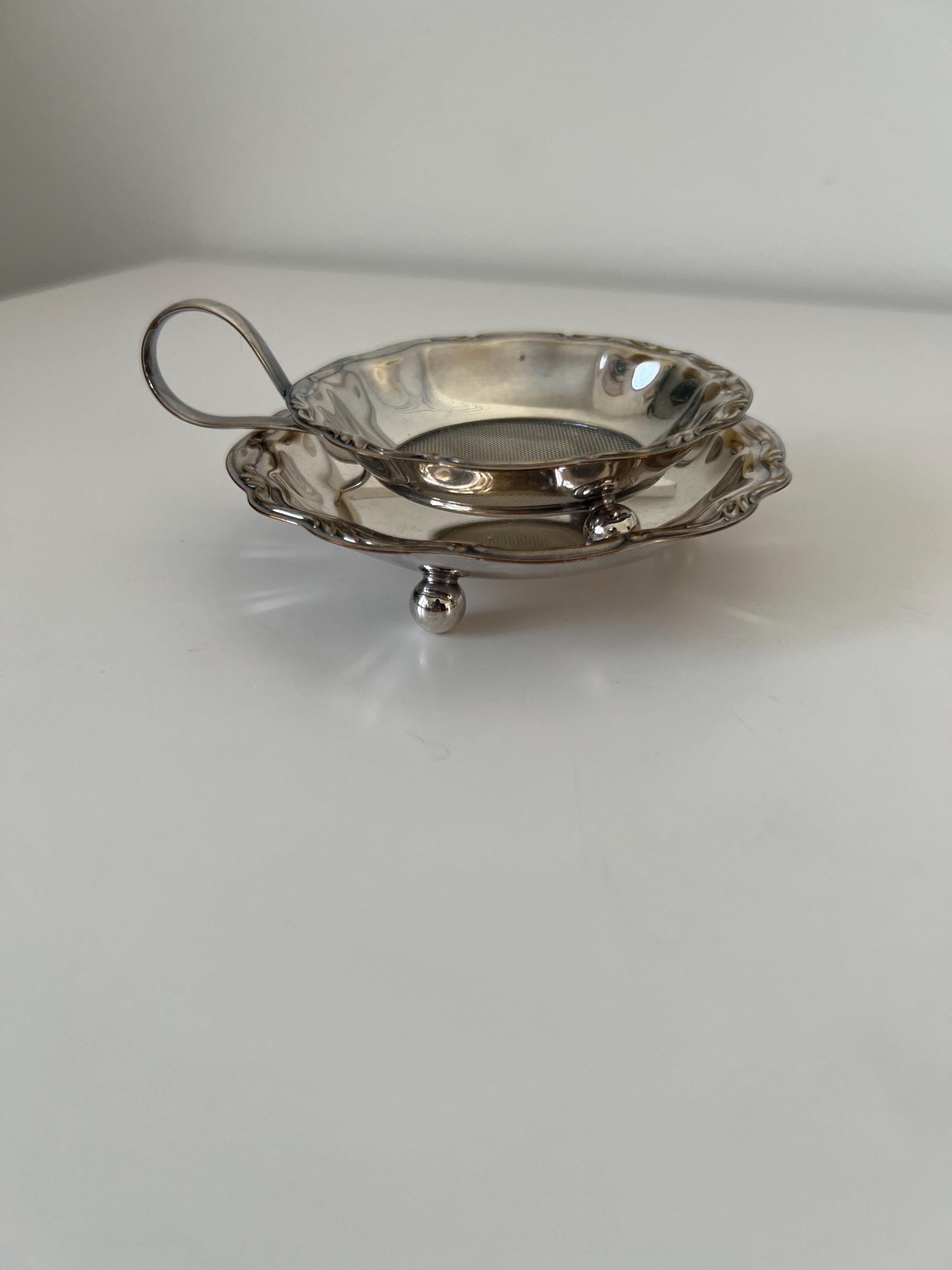Stunning Vintage WMF Silver-plated Tea Strainer With a Drip Bowl 4