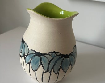 Handmade Cream Blue Green Flower Bud Vase