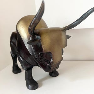 Stunning Large Scale Modernist Bronze Bull Sculpture Heavy 15”W 5”D 9”T