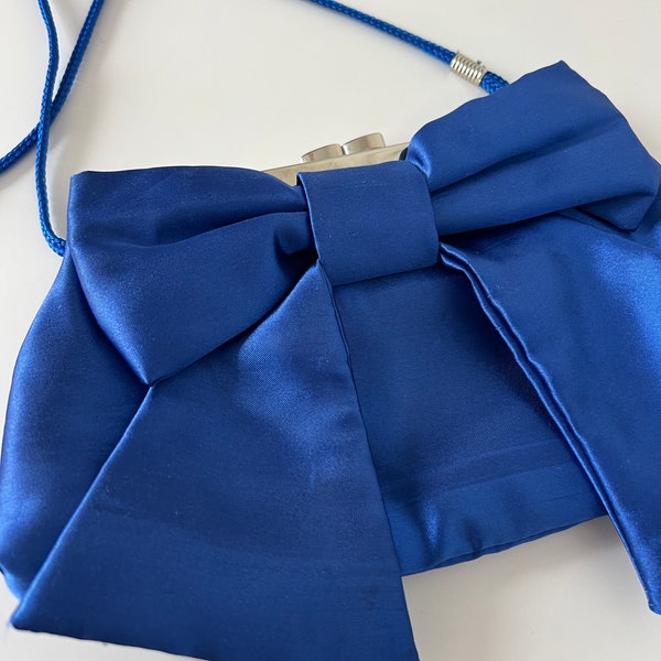 Blue Satin Clutch Prom Wedding Formal Clutch Handbag