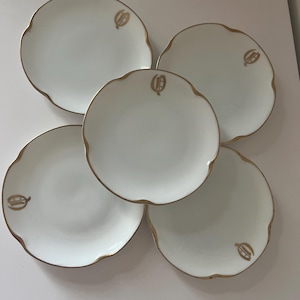 Vintage J&C Bavaria Louise porcelain plates | Set of 5 | 19th century W/Monogram 6.5”R