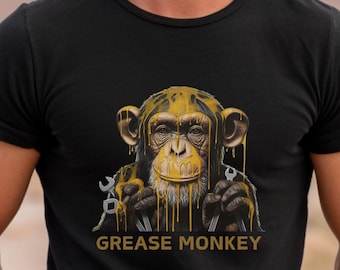 Camiseta Grease Monkey, Camiseta com estampa de macaco mecânico