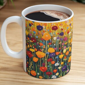 Floral Coffee Mug Ceramic Mug, 11oz or 15oz, Colorful Flowers Mug Gift