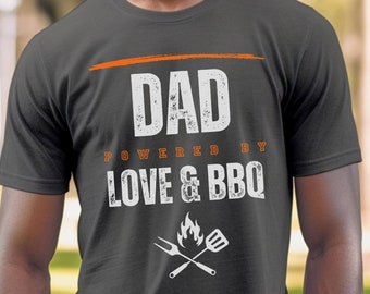 Camiseta "Papai Movido a Amor e Churrasco", Camiseta Mestre da Churrascaria, Presente Divertido para o Dia dos Pais