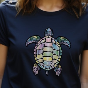 Pastel Turtle T-Shirt Unisex Jersey Short Sleeve Tee Tortoise T-Shirt Gift for Turtle Lover Hard Shelled Turtle Apparel Marine Life Shirt