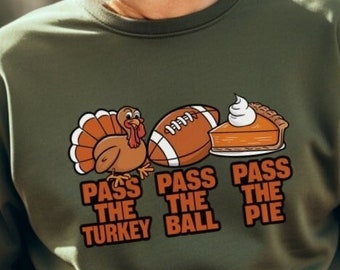 Turkey Football Pie Thanksgiving-sweater, unisex Heavy Blend™-sweatshirt met ronde hals Thanksgiving-kleding