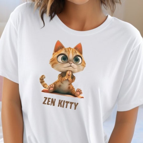 Zen Kitty Yoga T-Shirt Unisex Jersey Short Sleeve Tee Yoga Cat T-Shirt Gift for Yoga Lover