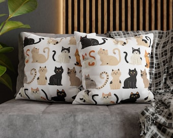 Funda de almohada con gatos juguetones, decoración caprichosa para el hogar de los amantes de los gatos