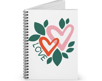 Cahier à spirale coeurs amour - Cahier à spirale amour coeurs ligne ligné cadeau journal coeur