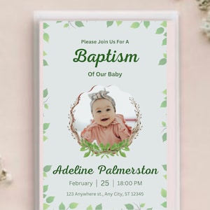 Carta per bambino battesimo moderno bianco verde