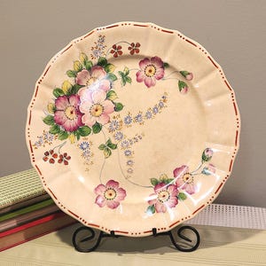 Mikori Japan Platter Uranium Glazed Hand Painted Platter Serving Dish Ware Ceramic Floral MCM Shabby