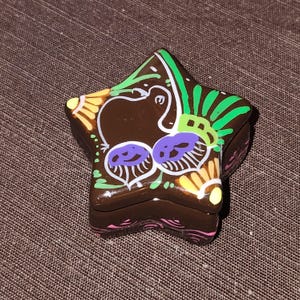 Terracotta Tiny Trinket Star shaped box painted folk art Mexico
