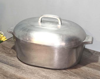 Vintage Wagner Ware Magnalite Oval Roaster with Lid – 8 Quart Cast Aluminum Sidney -O-