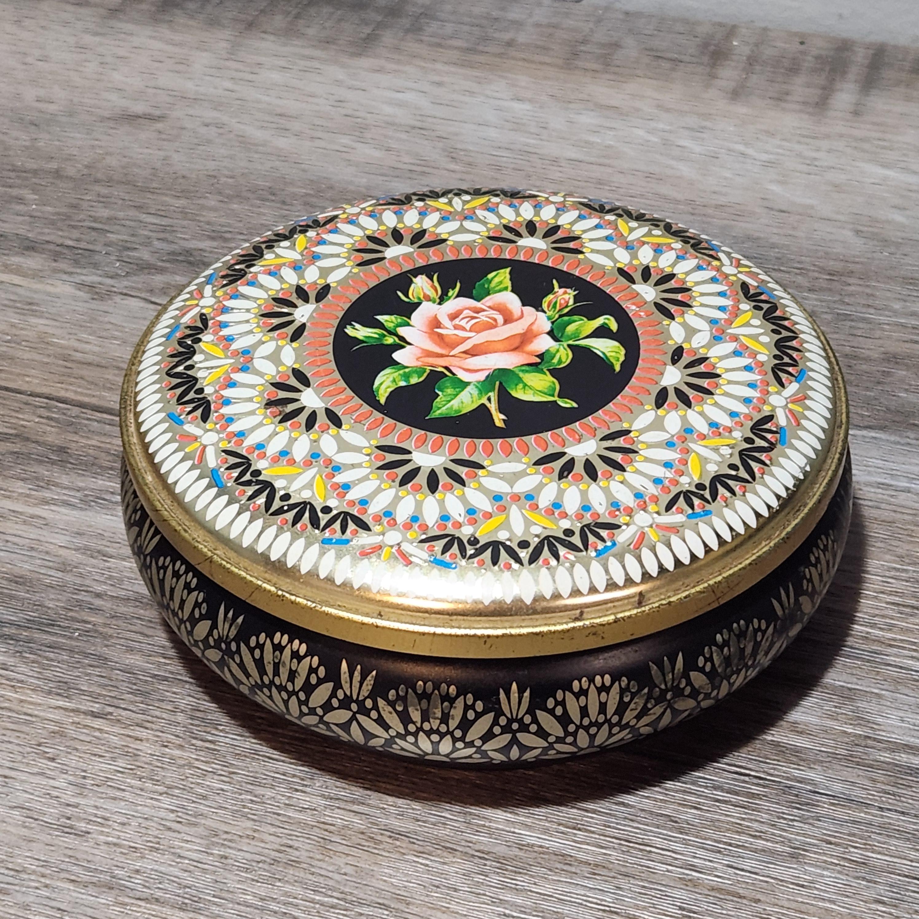 Vintage Rose Metal Tin England - Etsy