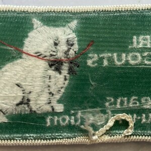 Girl Scouts means p-u-r-rfection White Cat Green Background Patch 3-1/8x2" 1980s image 2