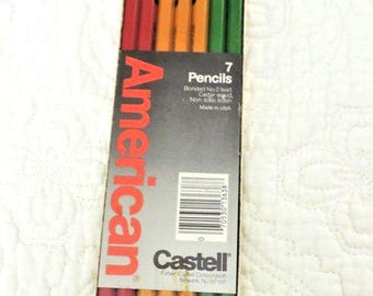 Vintage Faber Castell No 2 Pencils - 7 Pack - Red, Green & Yellow