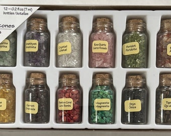 Twelve 0.2 oz (7ml) Gemstone Bottles Bead-Landing Michaels NEW Old Stock Crafts