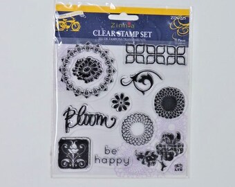 Little Yellow Bicylcle Zinnia 13 Pc Clear Stamp Set ZIN-225
