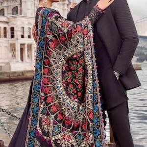 Maria b luxury chiffon 3 piece  long gown