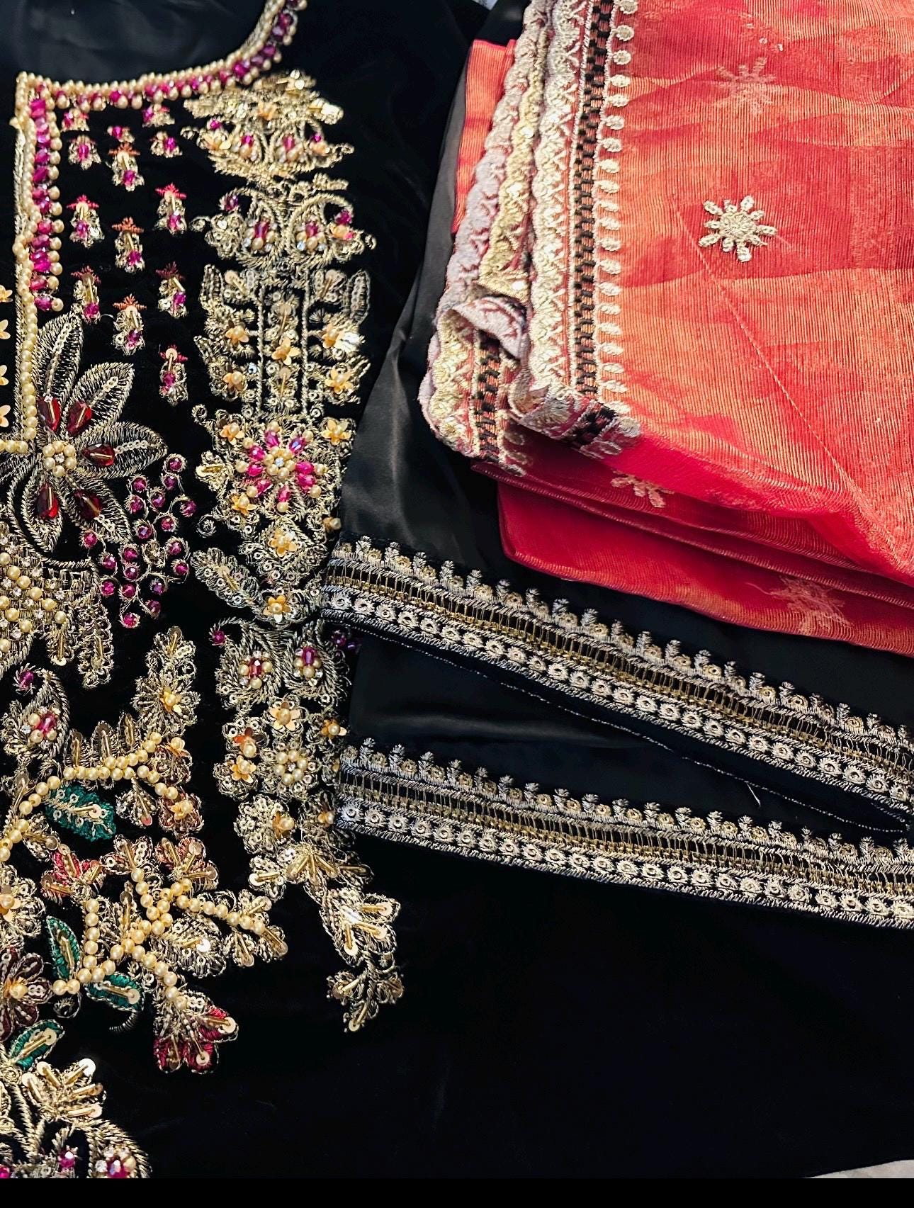 3  Piece Stitched Valvet  Suit - Ready to Wear