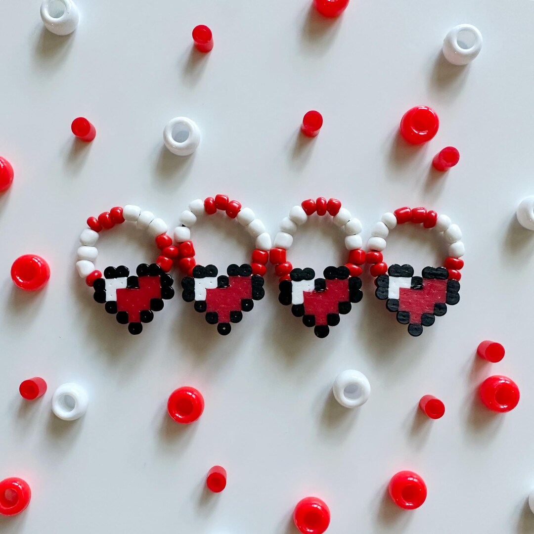 Zelda Heart Container Ring, Kandi Rings, Mini Perler - Etsy