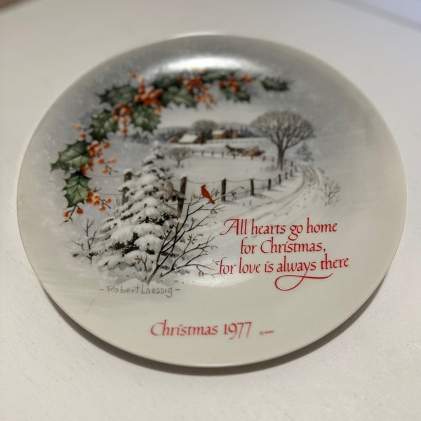 Vintage American Watercolor Society Christmas 1977 Decorative Plate