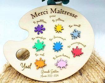 Palette de peinture pour maître, maîtresse, ATSEM... souvenir d'année scolaire