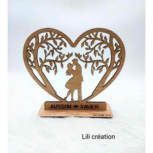Personalized wooden heart for couples