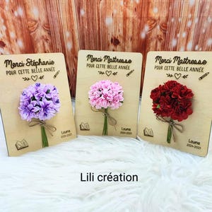 Bouquet of flowers on board with its support for teacher, ATSEM, AESH...