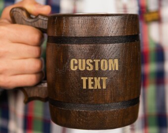 Personalized Wooden Beer mug Wood Mug Groomsman Gift Large Beer Stein Tankard 20 OZ Oak beer mug wedding mug for beer best man gift