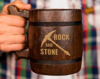 Deep Rock Galactic Mug Personalized DRG Tankard Rock and Stone Stein Beer Lover Gift Idea Gift Geek Beer Gift Gift For Him Wooden Tankard