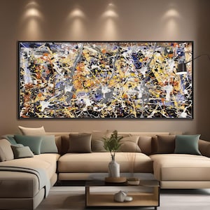 Oversized Jackson Pollock Style Art, Large Handmade Painting, Abstract Splatter Art, Colorful Wall Decor, Modern Art, XL Handmade Painting