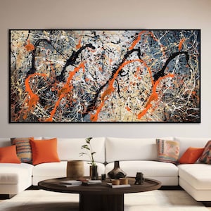 Vibrant Jackson Pollock Painting-Large Handmade Painting, Drip Style Oversized Artwork, Original Handmade, Extra Large Painting, Wall Art