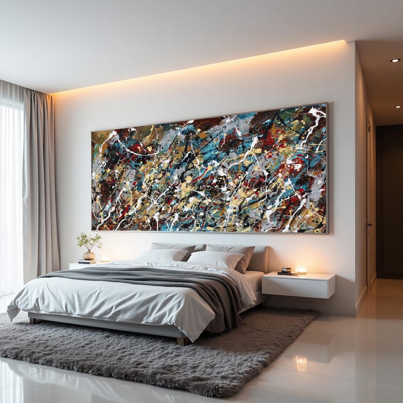 Colorful splatter painting for designer interiors