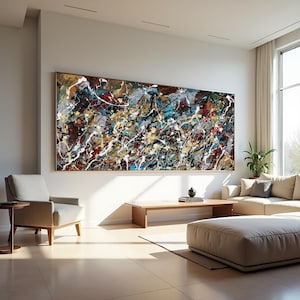 Teal splatter canvas art for modern wall decoration