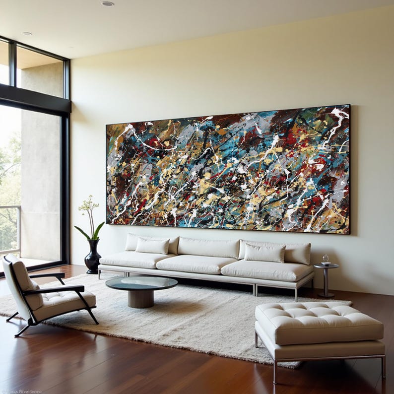 Large modern abstract artwork for living room