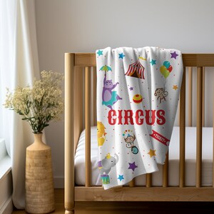 Circus Blanket 30"x40" Velveteen Plush blanket birthday gift crib baby nursery decor bright colors blanket kid room game room decor