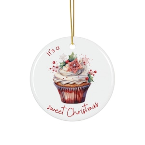 Cupcake Ornament Ceramic bakery shop baker cook Christmas gift sweets desserts holiday cooking grandkids kitchen