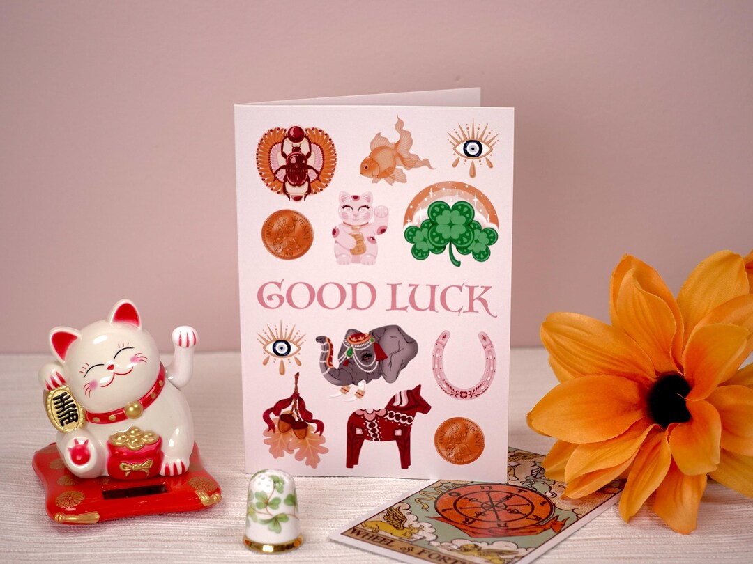 Good Luck Charms A6 Greeting Card Handmade and Illustrated 300gsm Matte ...