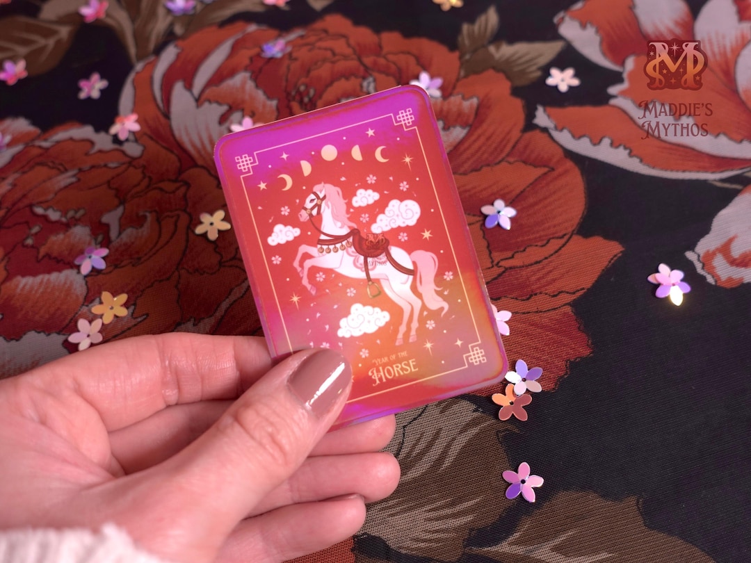 Year of the Horse Holographic Sticker | Chinese Zodiac Illustration ...