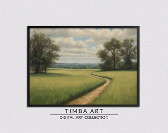 Pathway To Serenity, Landscape Printable Wall Art, Vintage Oil Painting, Wall Decor