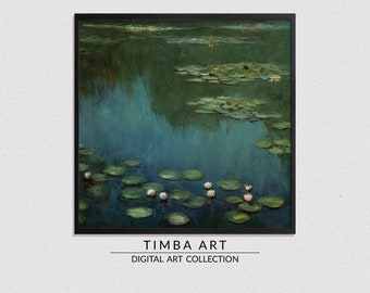 Water Lilies, Classic Printable Wall Art, Vintage Oil Painting, Wall Decor