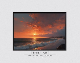 Golden Horizon, Landscape Printable Wall Art, Vintage Oil Painting, Wall Decor