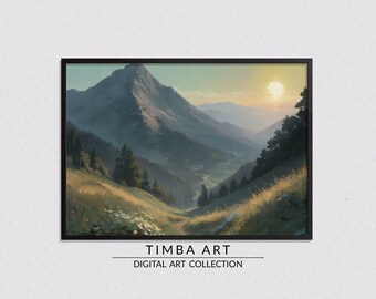 Serene Valley, Landscape Printable Wall Art, Vintage Oil Painting, Wall Decor