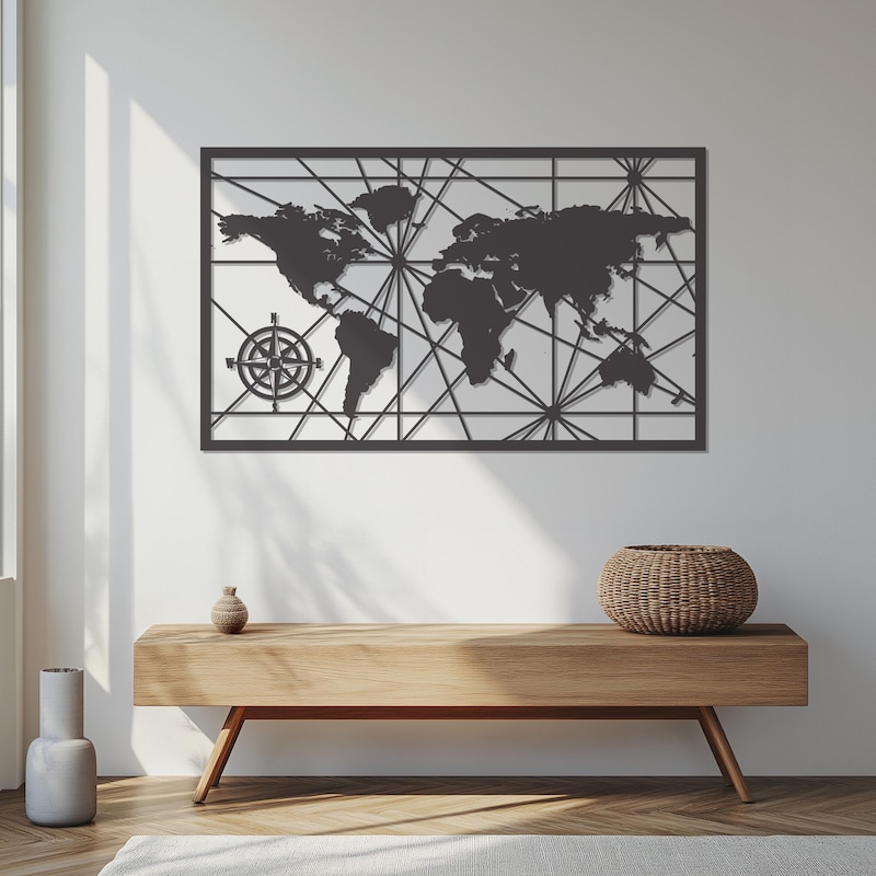 World Map Metal Wall Art - Etsy UK