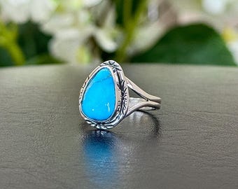 Handcrafted Sterling and Blue Ridge Turquoise Ring Size 9 1/4 - Etsy