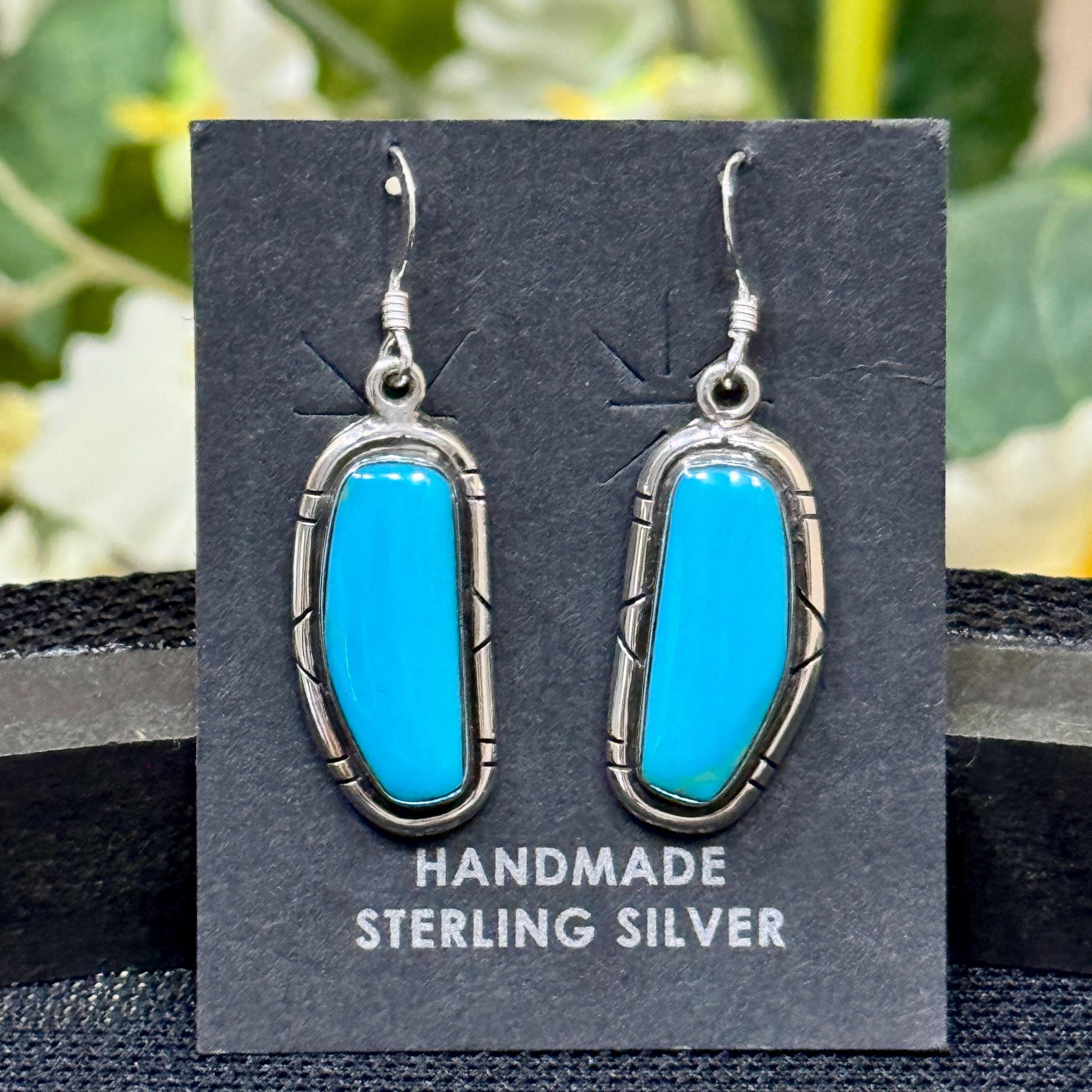 Sleeping Beauty Turquoise Free-Form Sterling Silver Earrings