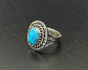 Handcrafted Sterling and Blue Ridge Turquoise Ring Size 9 1/4 - Etsy